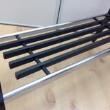 Console in black lacquered wood and chromed metal / vintage 60s-70s