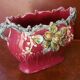 Garden cover in red slurry decorated with flower buds