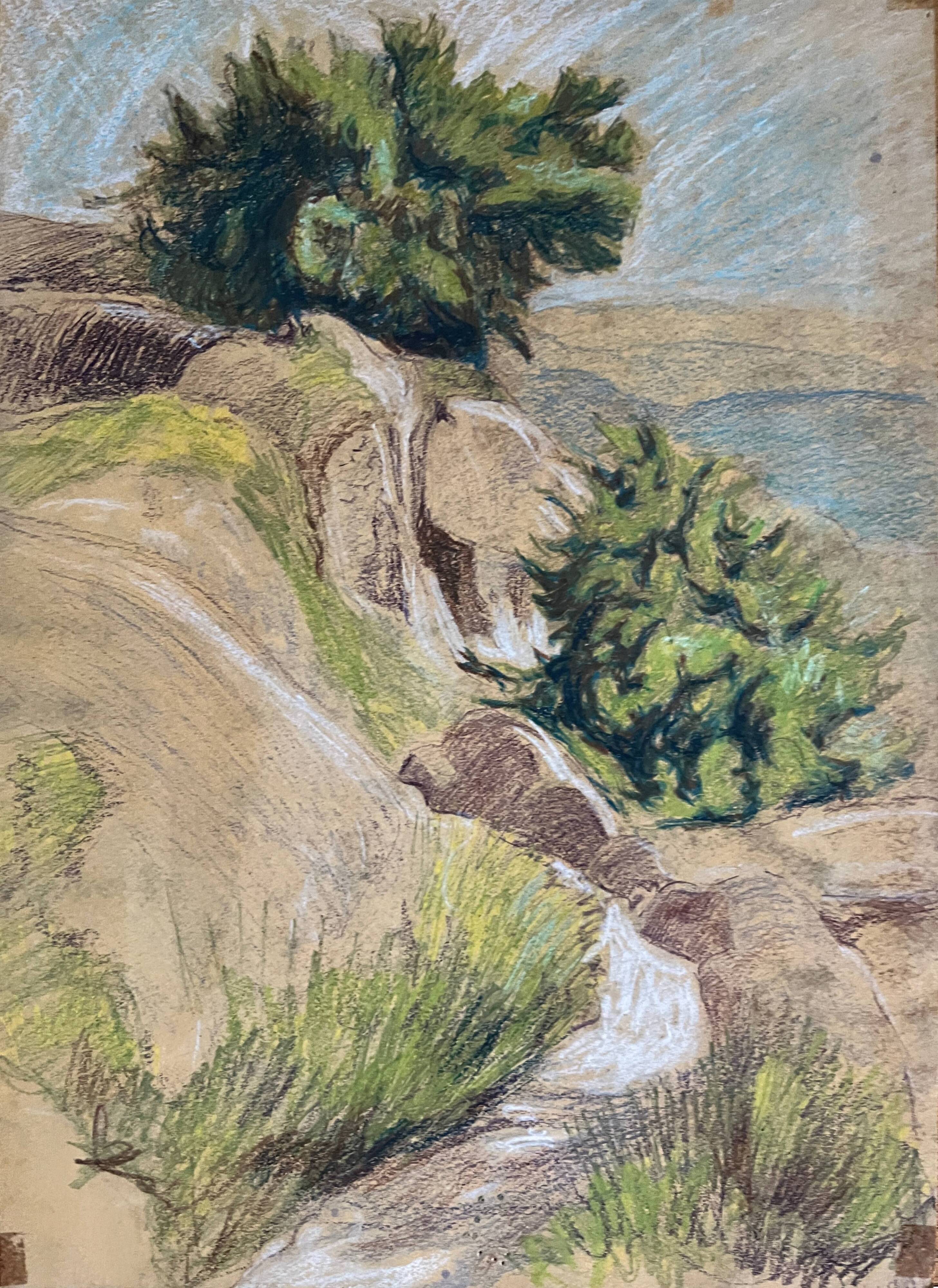 Paintings set of 4 drawings by Ed. Pannetier (1884-1965) Provence Côte d'Azur