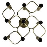 60s 70s 9-bulb ceiling lamp from Leola Leuchten Germany in brass