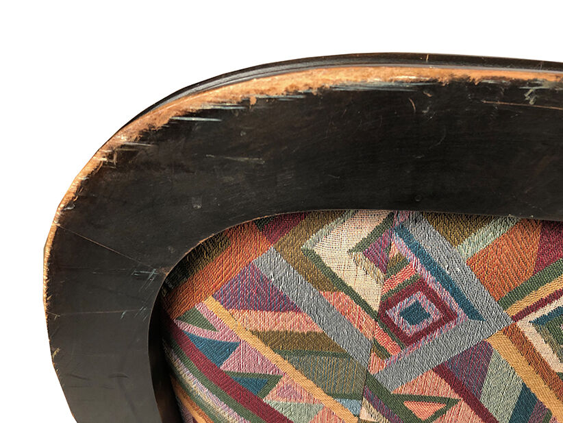 Large Napoleon III bench in blackened wood