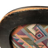 Large Napoleon III bench in blackened wood