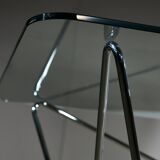 Table Basse des Années 1970 avec Verre Trempé sur Cadre Zig-Zag