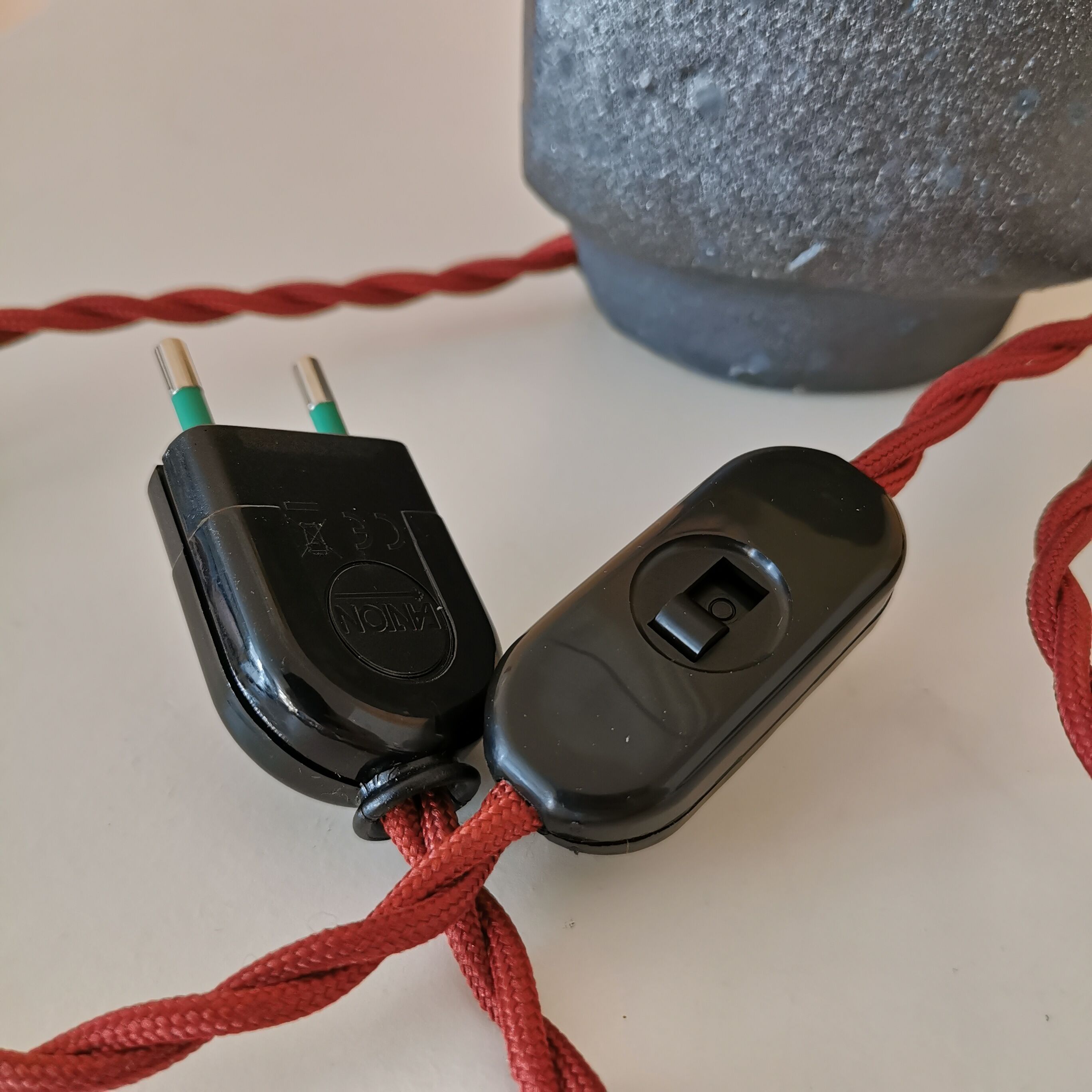 Upcycled lamp in pleated sandstone lampshade