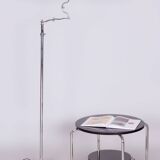 Czech Bauhaus Floor Lamp, Textile Lamp Shade, Chrom-Plated Steel, 1920s