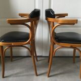 Paire de fauteuils bistrot en bois courbés