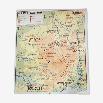 Carte des Massif Central & Jura Editions Rossignol 90 x 75cm