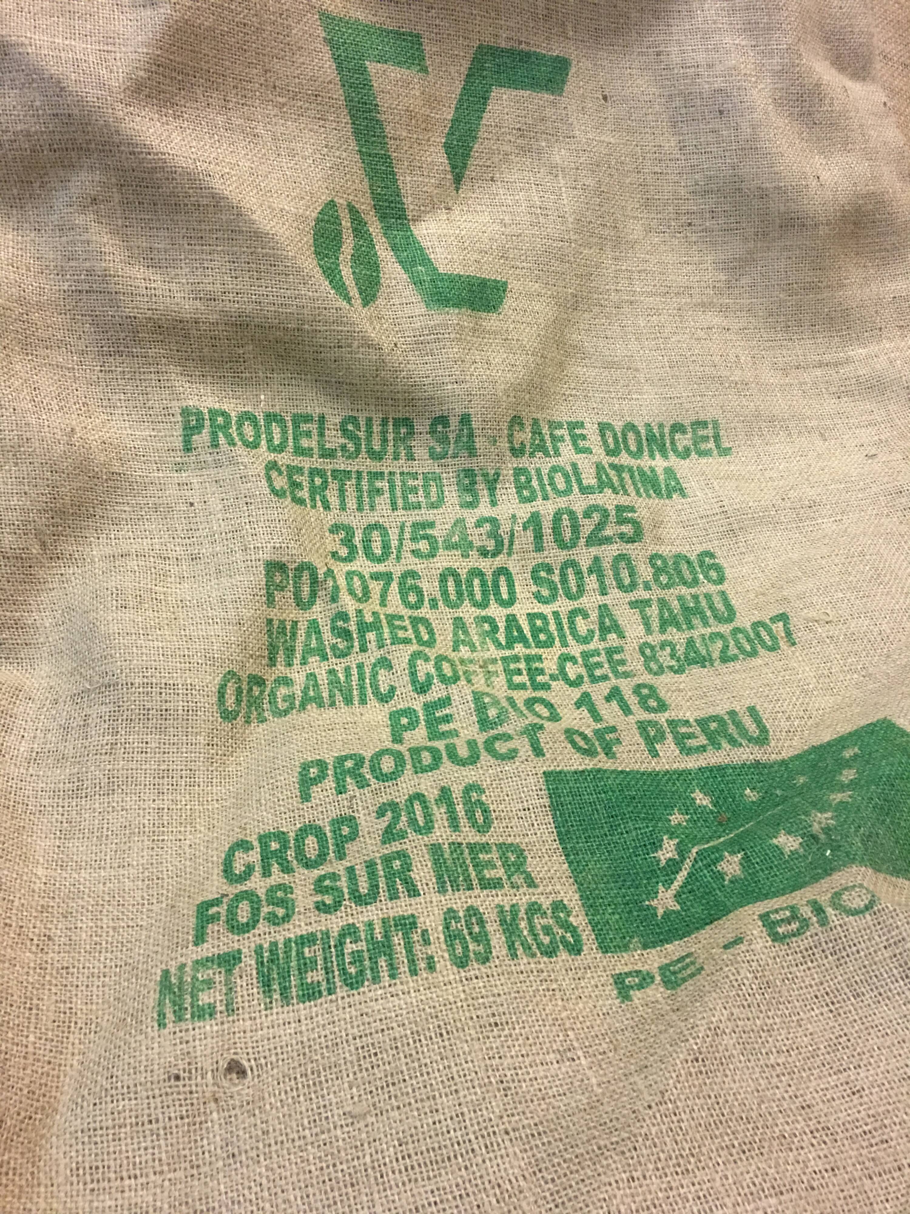 Jute bag on the theme of coffee