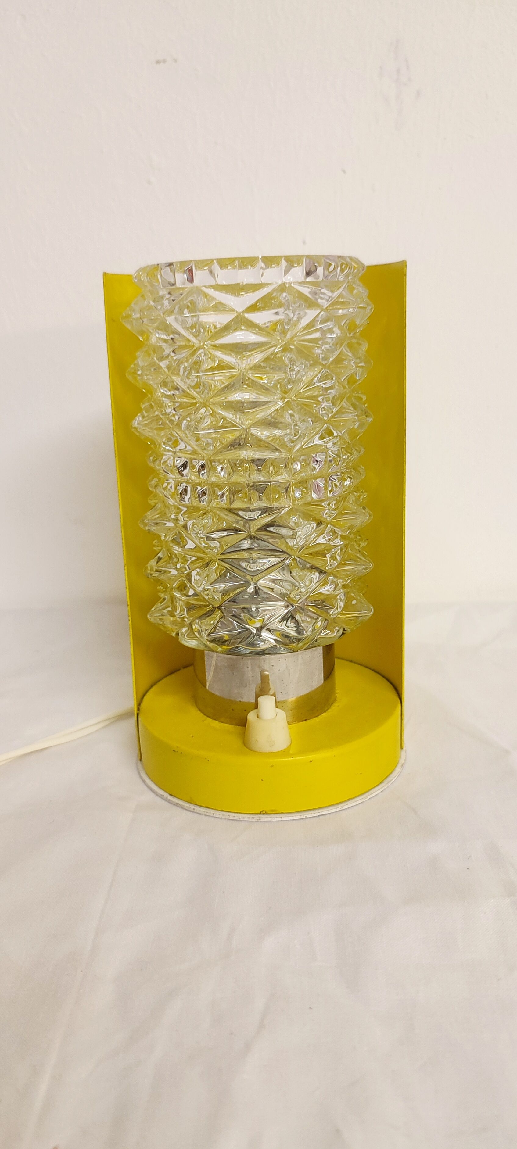 Metal and glass table lamp. Spain, 1970s.