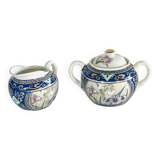 Small milk jug and sugar bowl from Japan with floral patterns from the 1930s/1940s.