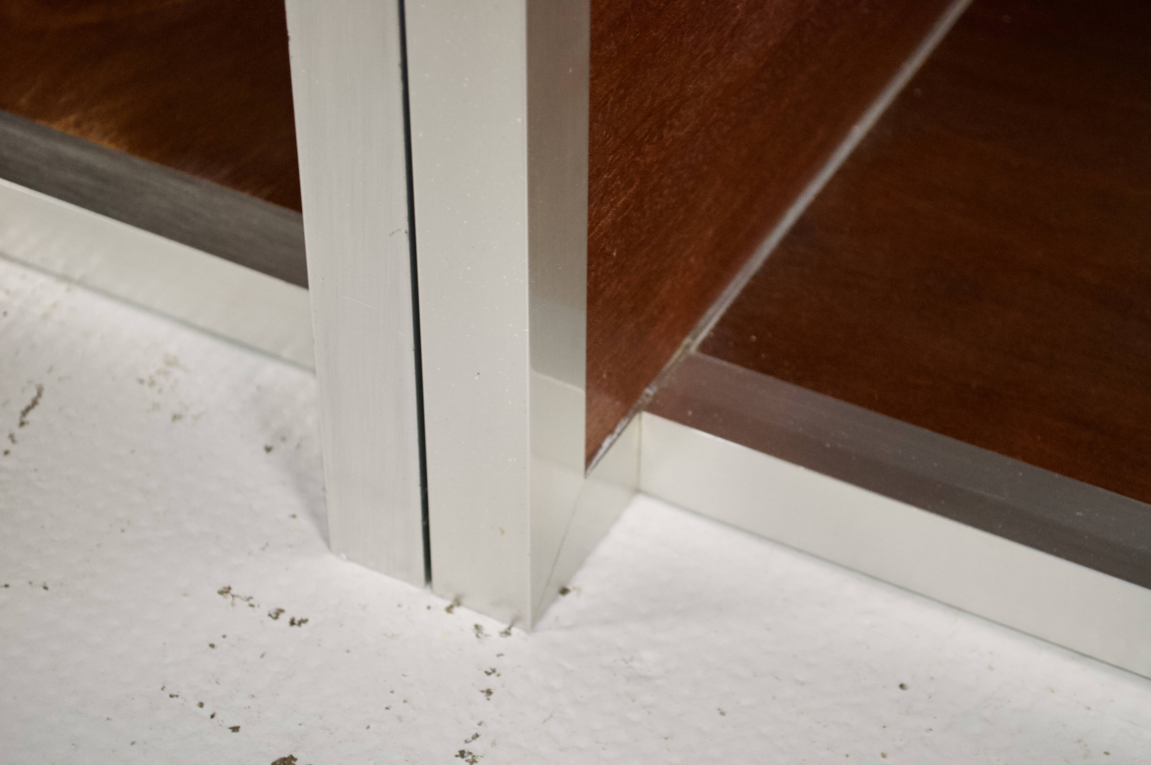 Pair of 70's aluminum and mahogany coffee/sofa end tables