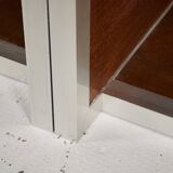 Pair of 70's aluminum and mahogany coffee/sofa end tables