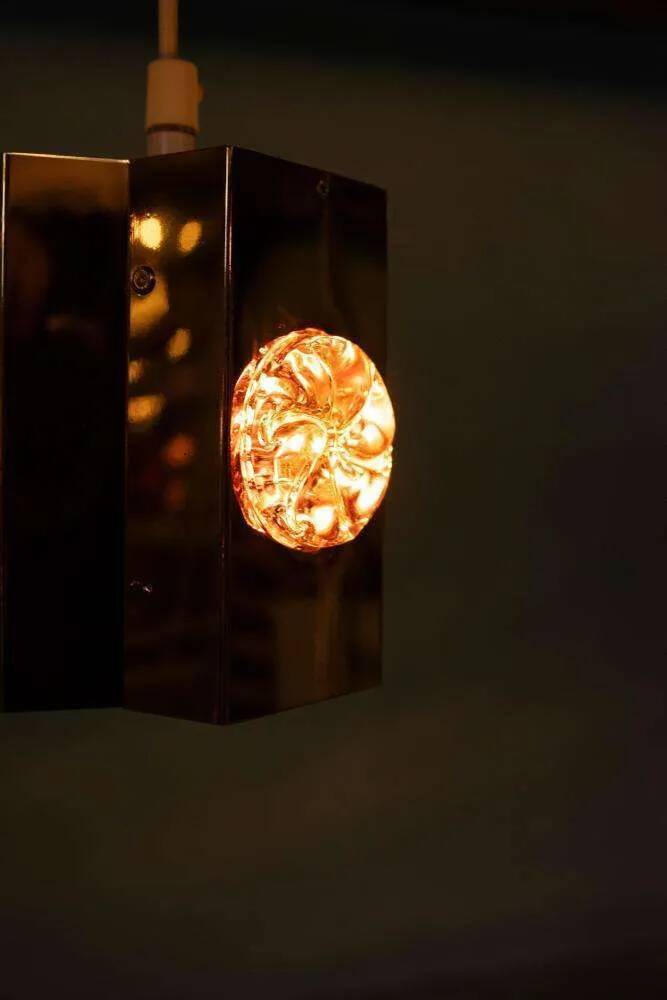 Vintage Danish Design Vitrika Suspension, brass & glass