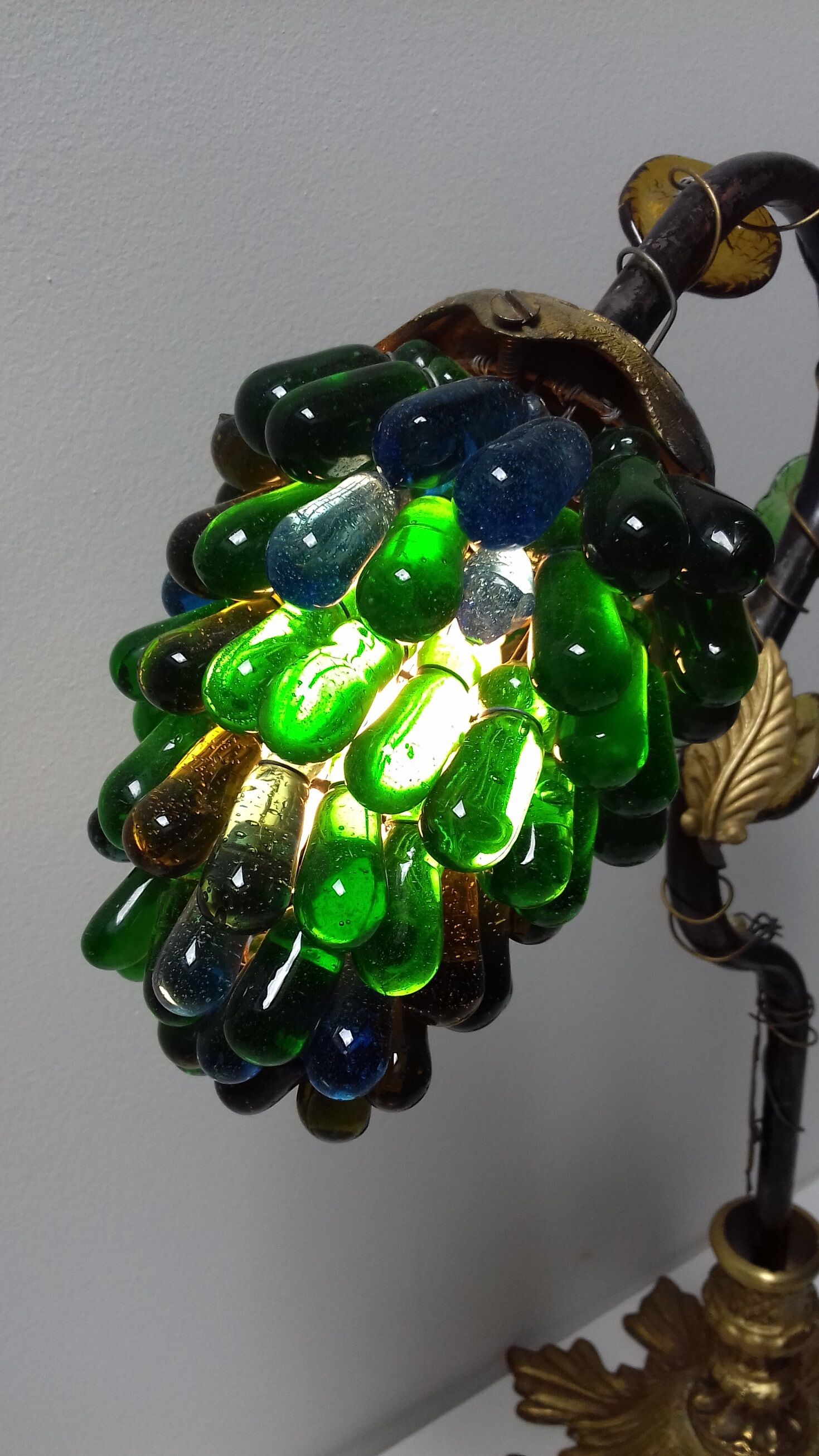 Lampe art deco grappe de raisin verre de Murano