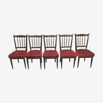 Lot de 5 chaises style Napoléon en bois fonçé