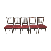 Lot de 5 chaises style Napoléon en bois fonçé