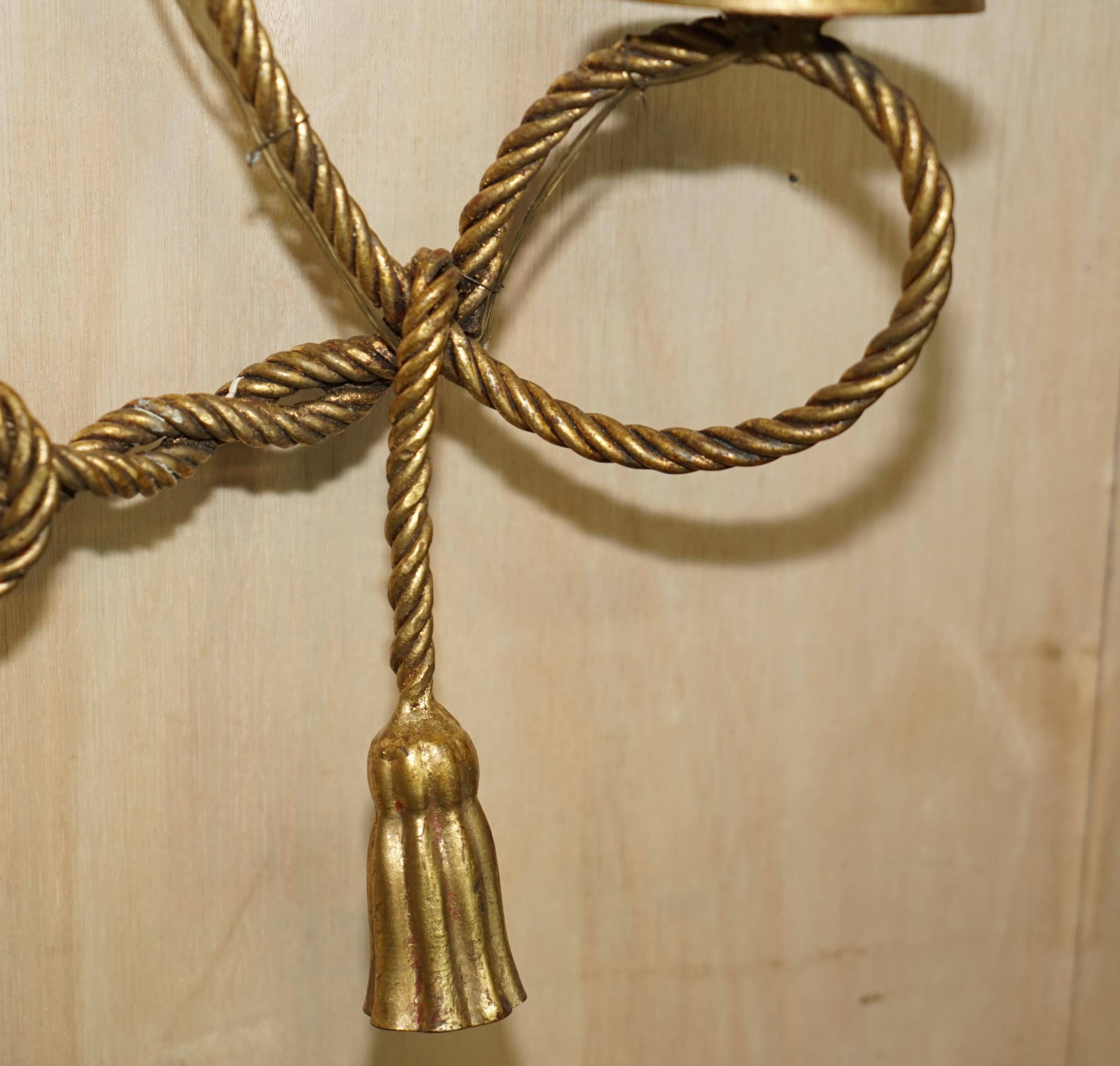 Vintage Twisted Wall Light Three Branches with Pendants