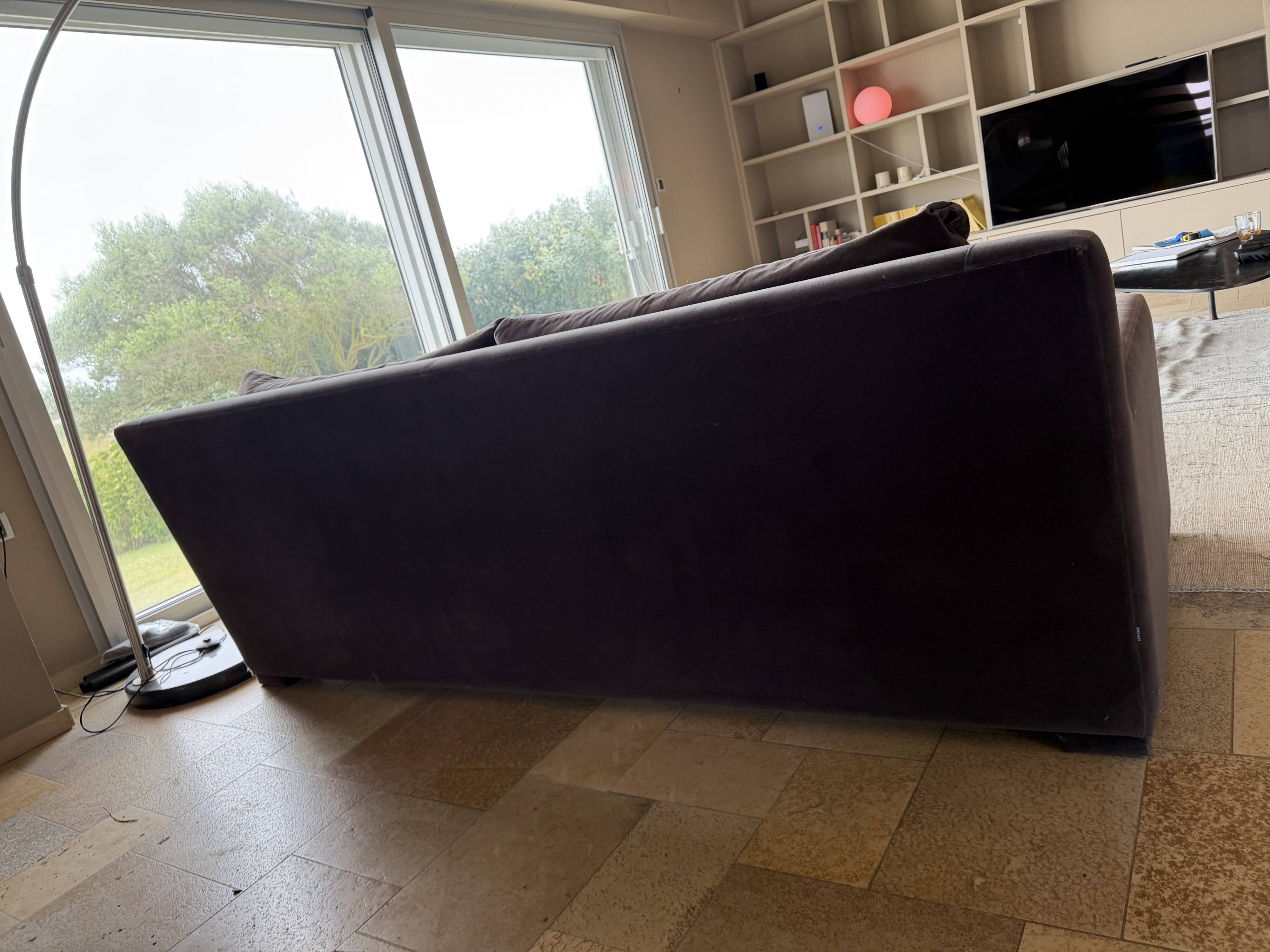 3-seater sofa Caravane — plum velvet — 215 cm — very good condition