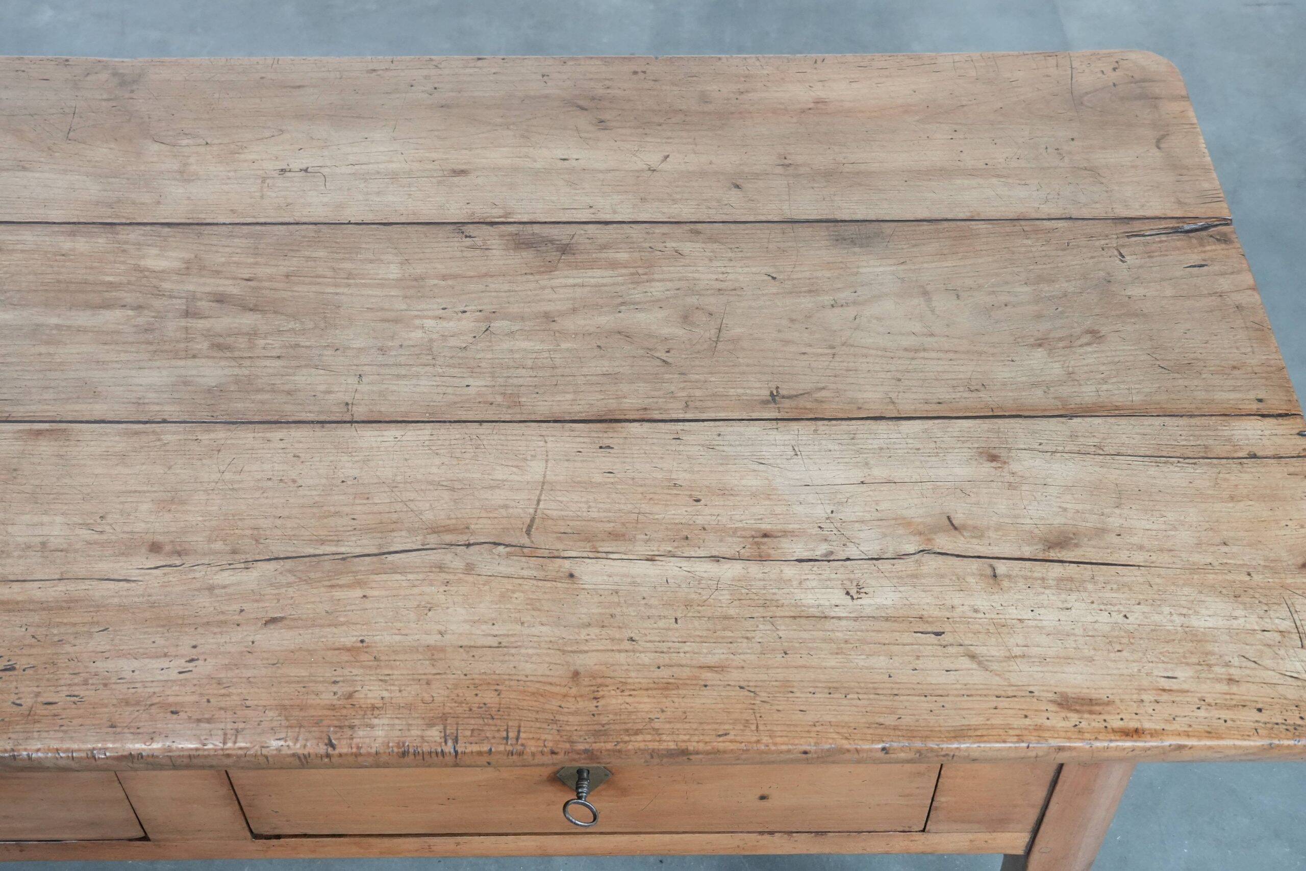 Fantastic antique French coffee table made of fruitwood with two drawers