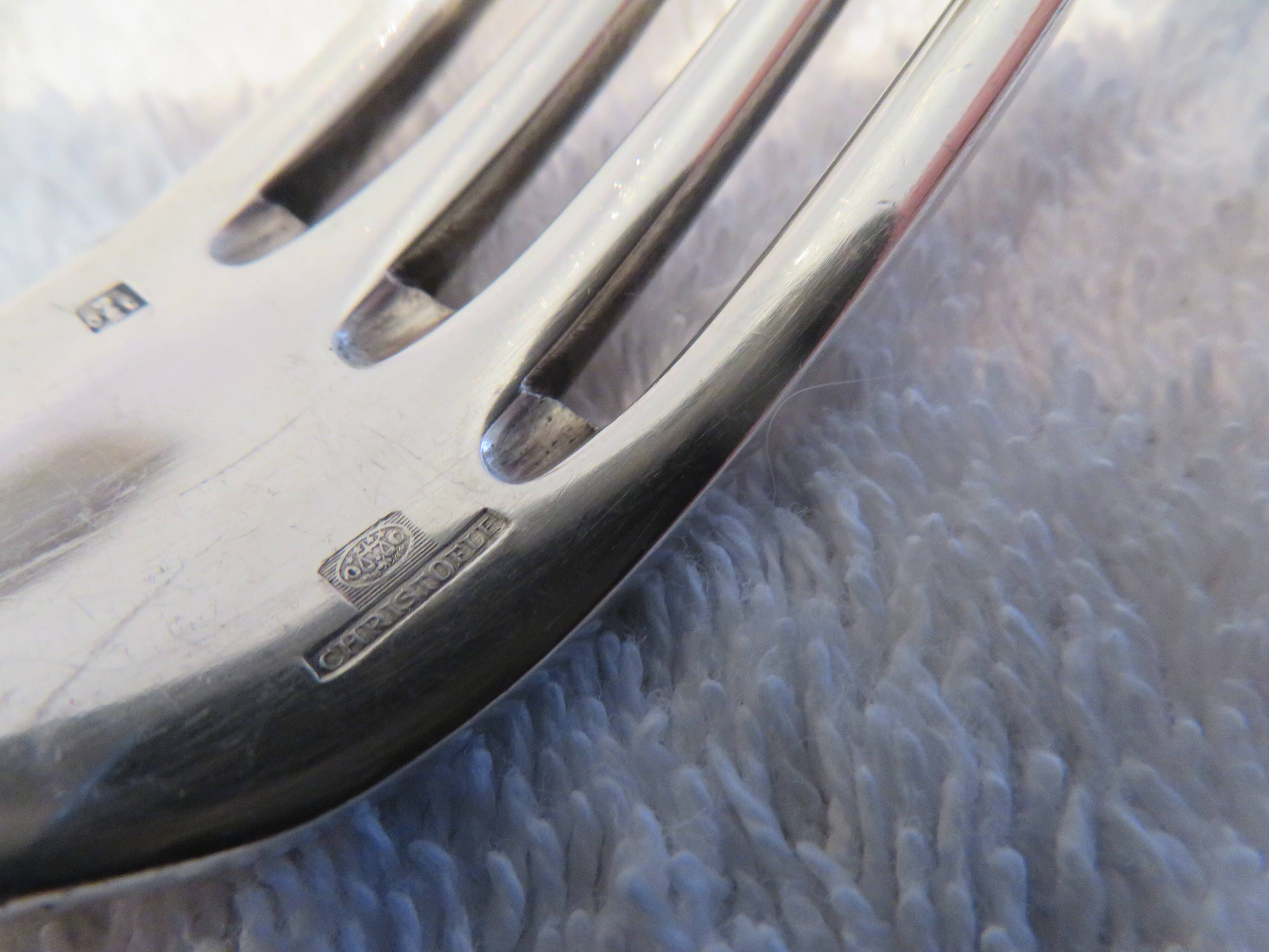 12 silver-plated table forks by Christofle Rubans