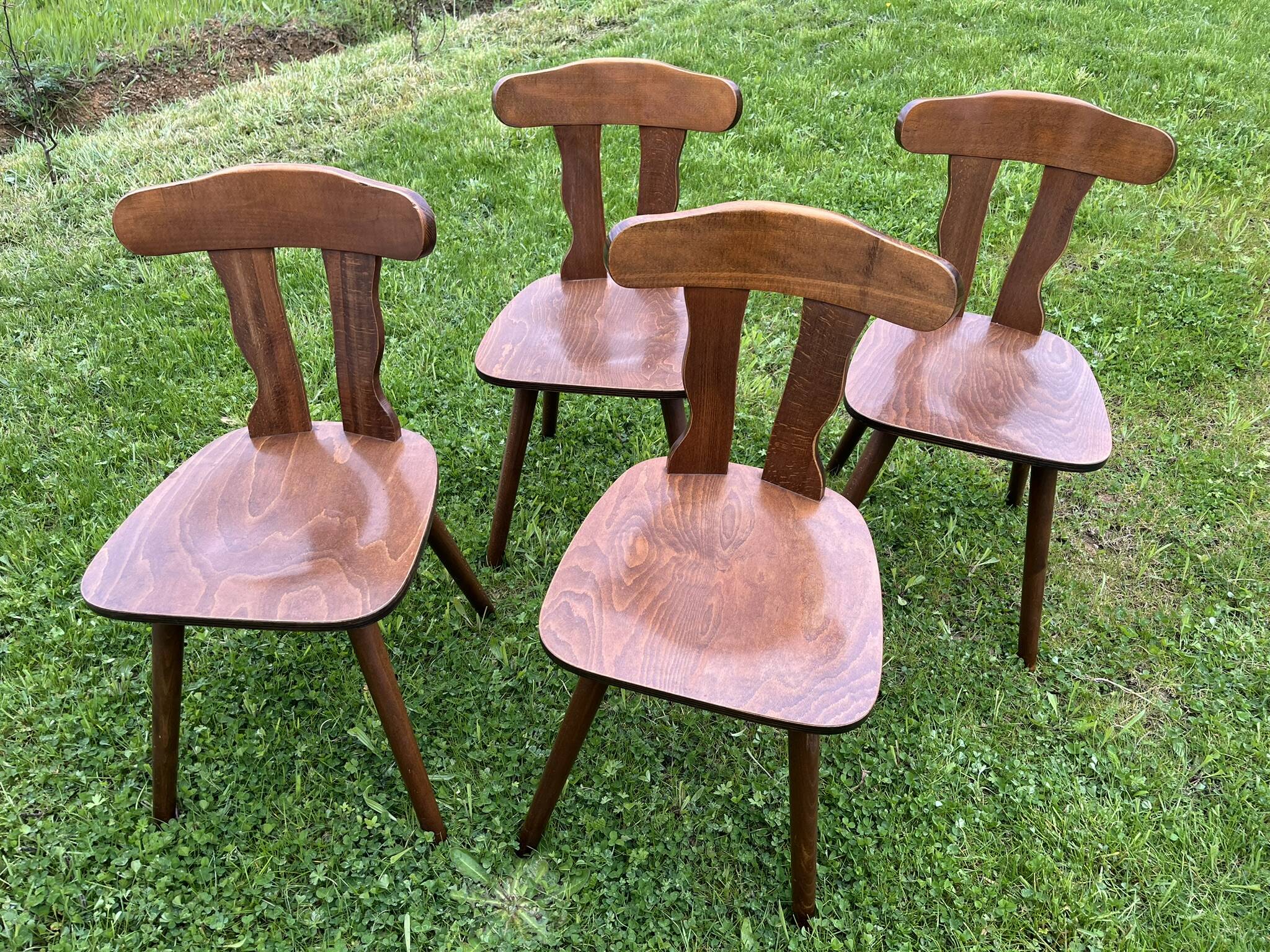 Set of 4 1960s Brutalist Style Bistro Chairs