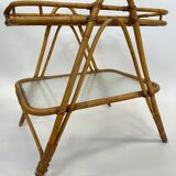 Table d’appoint en rotin vintage en bambou rotin
