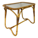 Vintage Bohémien Rattan Bamboo and Glass Side Table from Rohé Noordwolde,