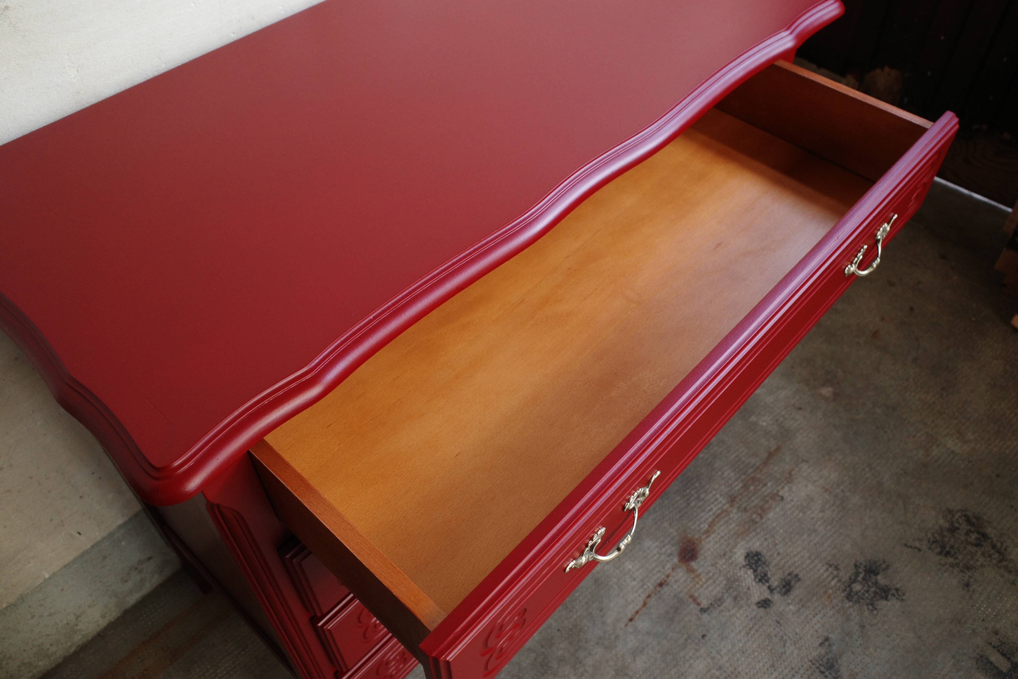Customized vintage Basque red chest of drawers