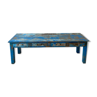 Blue lacquered wooden console