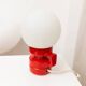 Vintage ceramic table lamp, Italy, 1970s - Red with white glass shade - Mid-century design