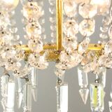 Vintage Italian Crystal and Gilt Metal Chandelier, 1980s