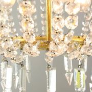 Vintage Italian Crystal and Gilt Metal Chandelier, 1980s