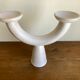 Brutalist candle holder made of white chamotte clay, 1980.