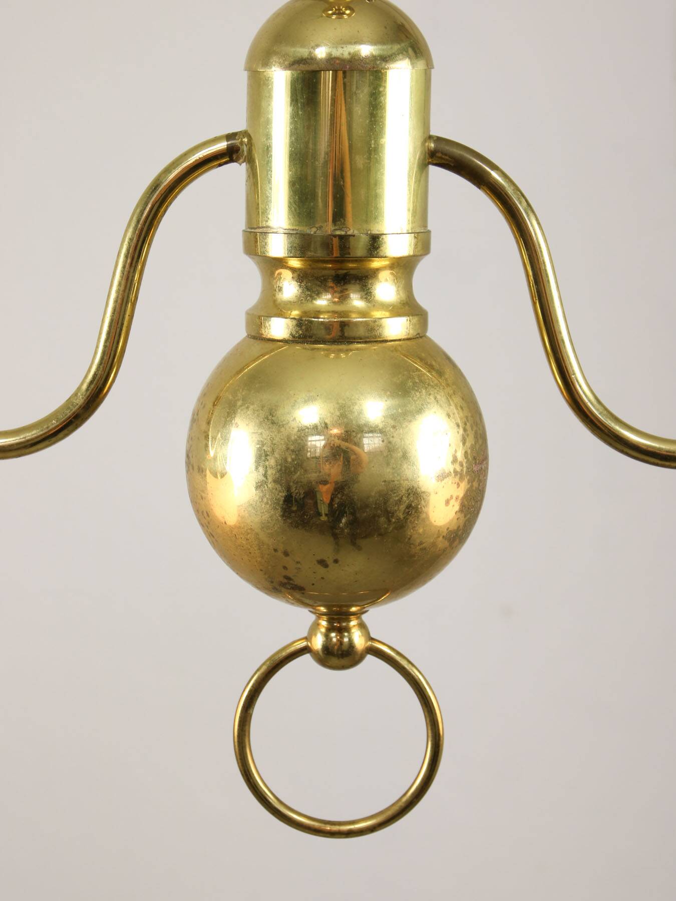 Art Deco Italian Brass and Opaline Chandelier