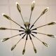 Grand plafonnier araignée Sputnik à 12 lumières, en laiton et métal noir, années 1950