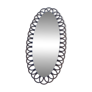 Miroir ovale en rotin