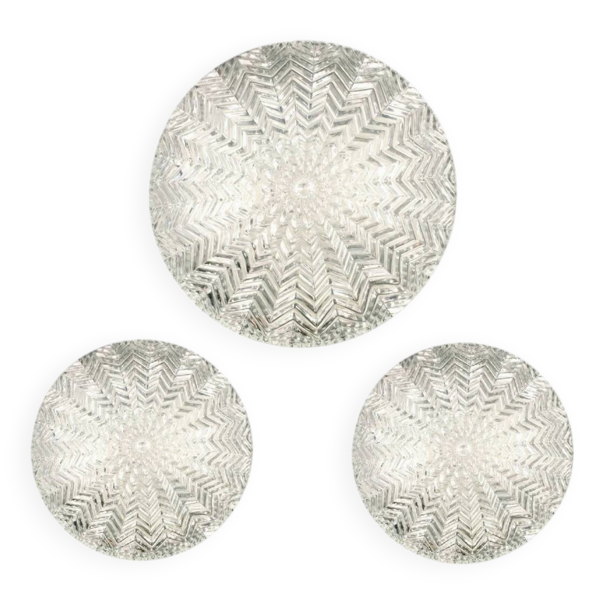 Set of Geometric Glass Ceiling Light & 2 Wall Lights from Limburg, 1970s