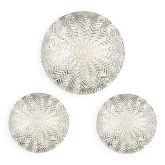 Set of Geometric Glass Ceiling Light & 2 Wall Lights from Limburg, 1970s