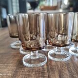 Set of 10 vintage Luminarc liqueur wine glasses, smoked Sweden model