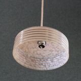 Old pendant light in pink clichy glass with silver threads, delivered with chrome socket