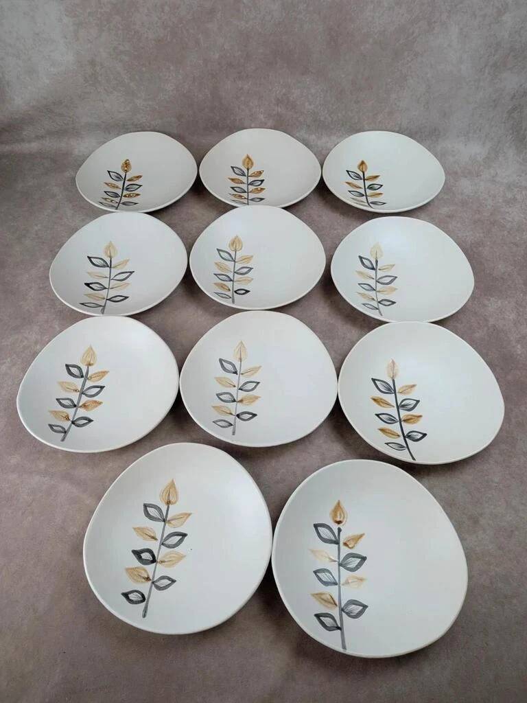 Set of 11 vintage dessert plates from Niderviller – 1970s – Capron Vallauris style