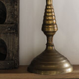 Large bronze brass disc candlestick