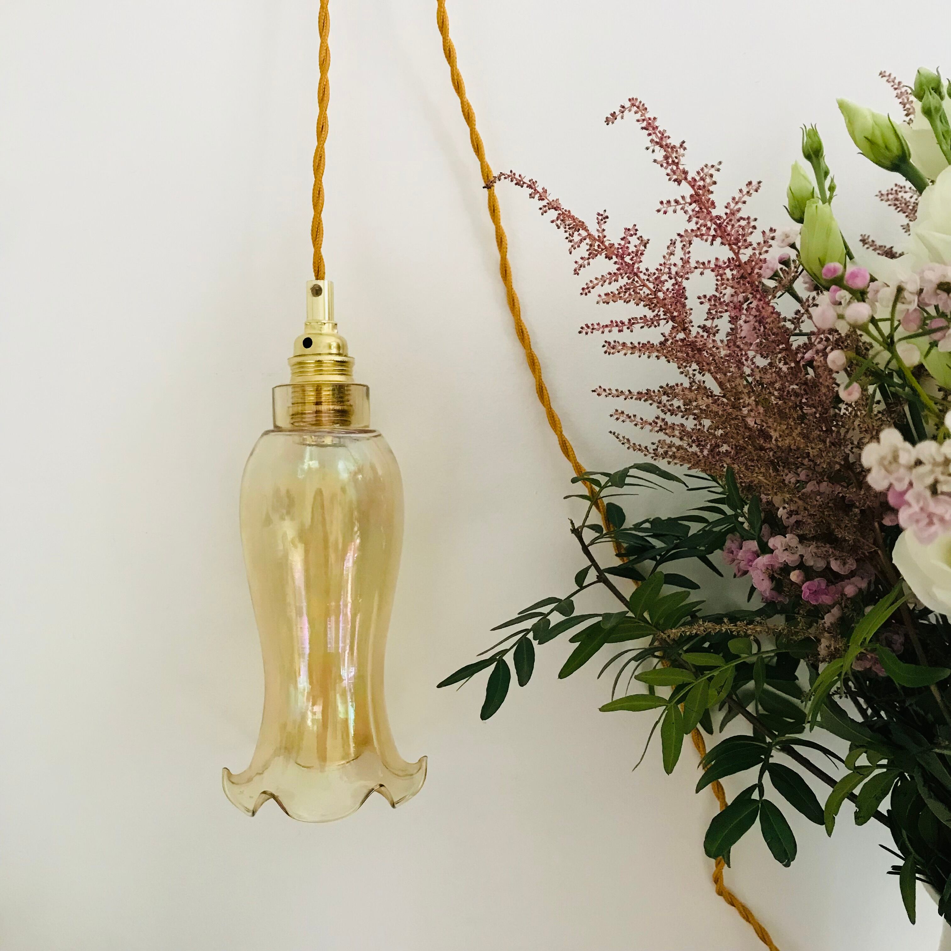 Vintage amber glass lamp