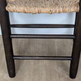 Wooden straw armchair