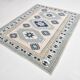 6x8 Vintage Rug İn Blue Tones, Turkish Wool Pattern Rug, 225x178 Cm