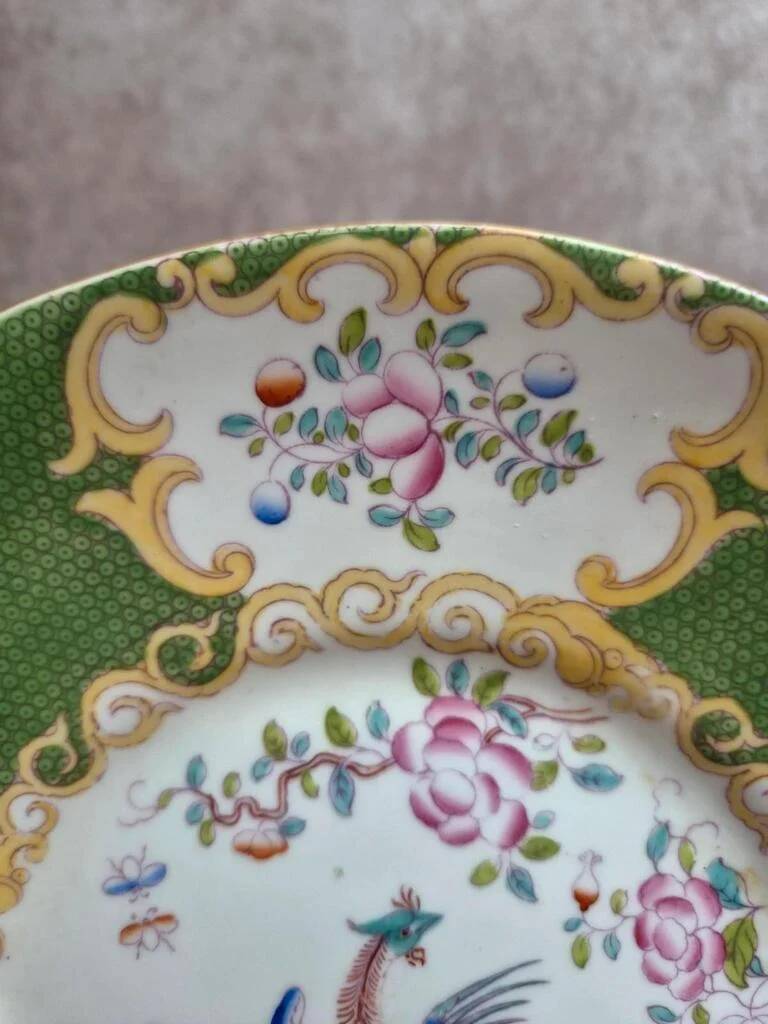 Mintons Green Cockatrice Cake Plate 4863 – Antique English Porcelain