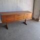 Brown teak sideboard by Frank Guille for Austinsuite, 1960s, 6 drawers, trestle legs.