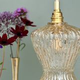 Vintage tulip pendant light in amber glass