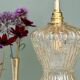 Suspension tulipe vintage en verre ambré