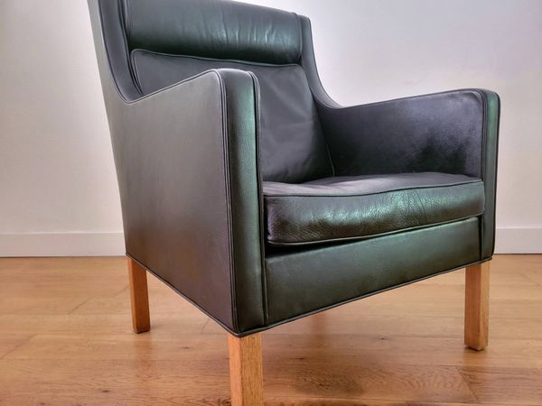 Fauteuil à oreilles vintage 2431 avec ottoman par Børge Mogensen pour Fredericia